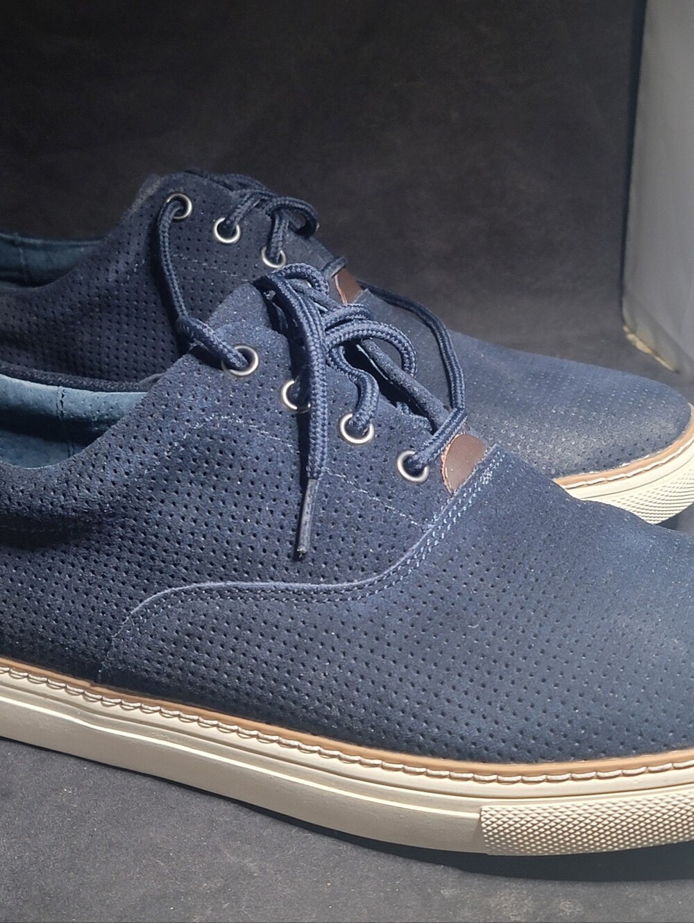 Joseph Abboud Navy Perforated Casual Slip-On Loafers